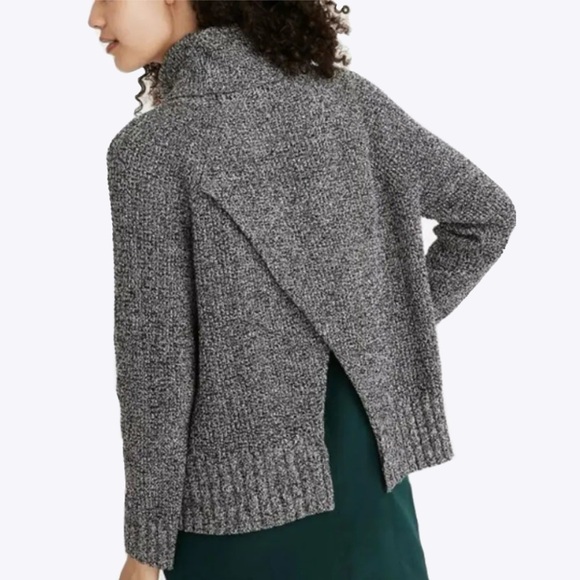Madewell Eastbrook Turtleneck Sweater Large Cross-Back Merino Wool Blend Grey - Picture 3 of 12